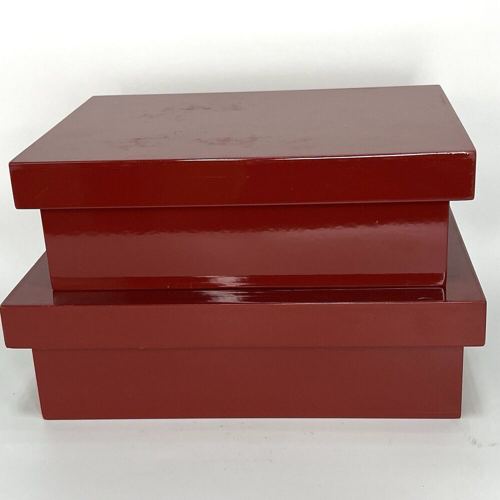 JAPANESE RED LACQUER ART BOXES BY JUNKO KOSHINO MODERN